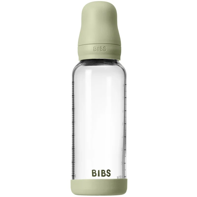 BIBS Baby Glass Bottle Round Latex antikolična steklenička Sage 1 kos