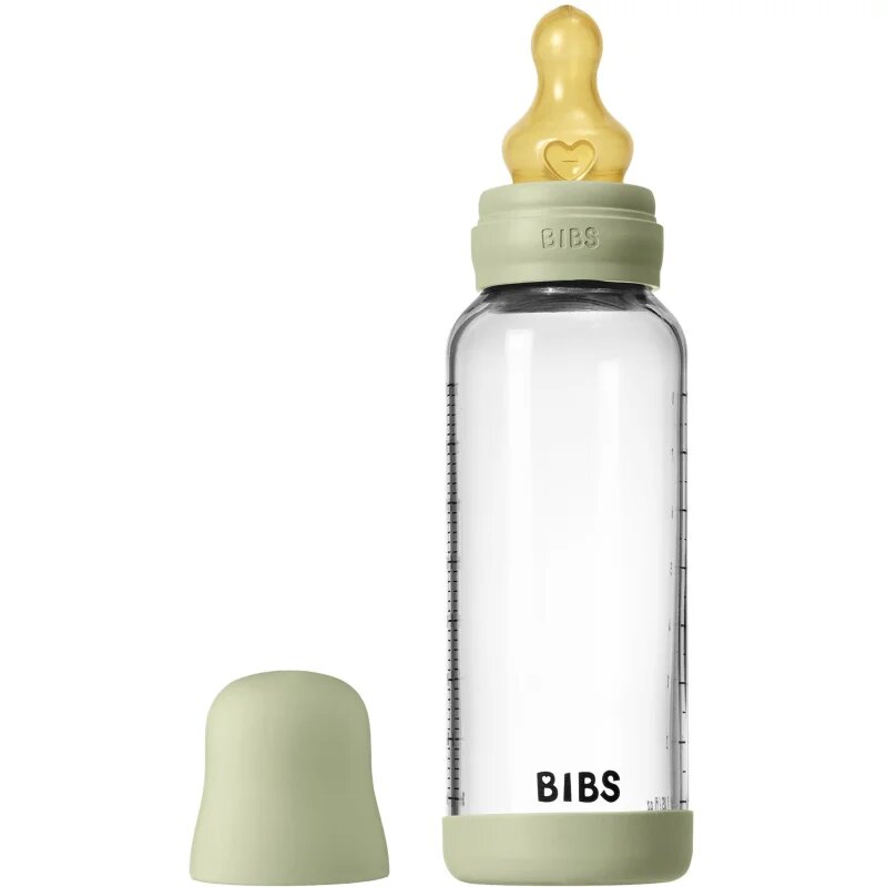 BIBS Baby Glass Bottle Round Latex antikolična steklenička Sage 1 kos