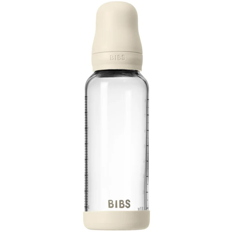 BIBS Baby Glass Bottle Silicone antikolična steklenička s silikonskim ustnikom Ivory 1 kos