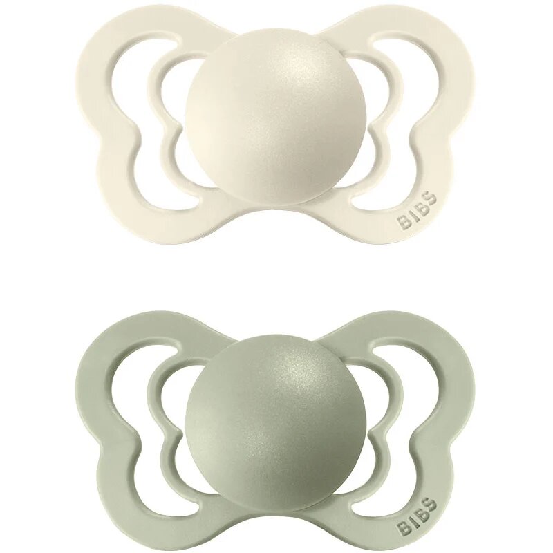 BIBS Couture Natural Rubber Size 1: 0+ months duda Ivory / Sage 2 kos