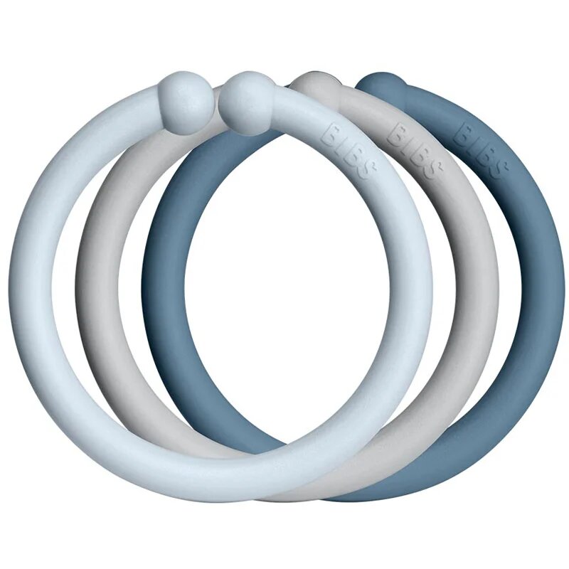 BIBS Loops obešalni obročki Baby Blue / Cloud / Petrol 12 kos