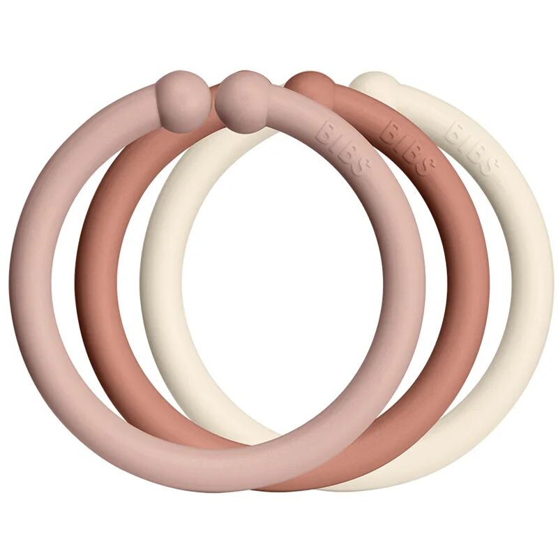 BIBS Loops obešalni obročki Blush / Woodchuck / Ivory 12 kos