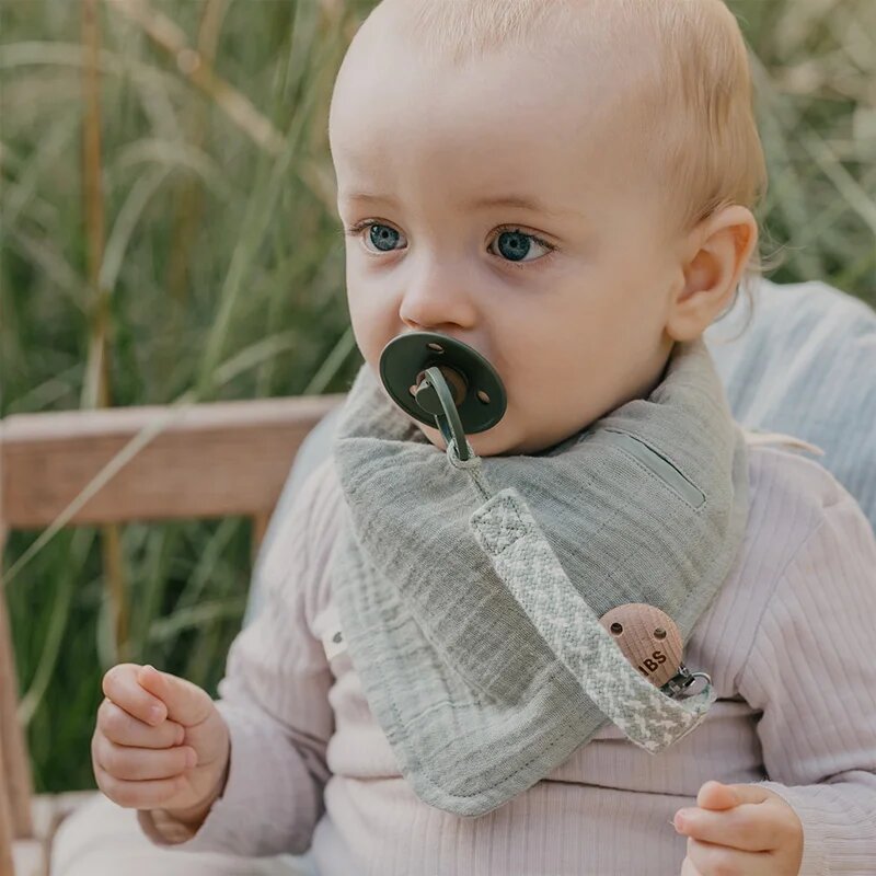 BIBS Paci Braid držalo za dudo Sage / Ivory 1 kos