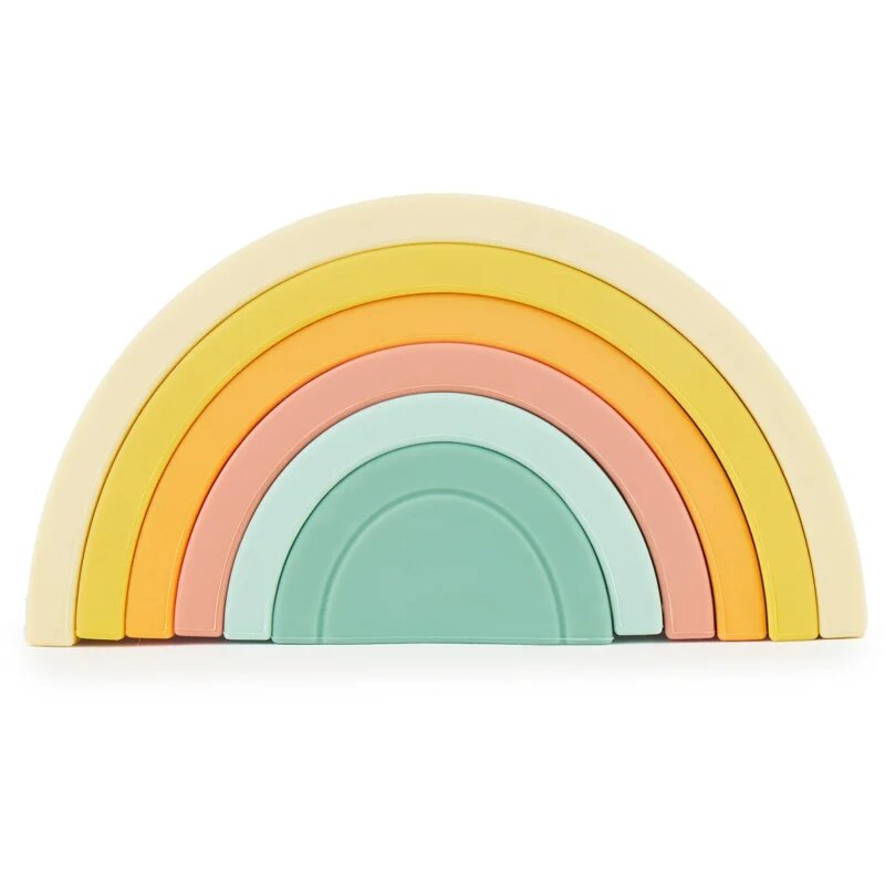 Bieco Silicone Rainbow mavrična zlaganka 12 m+ Tropical Vibes 6 kos