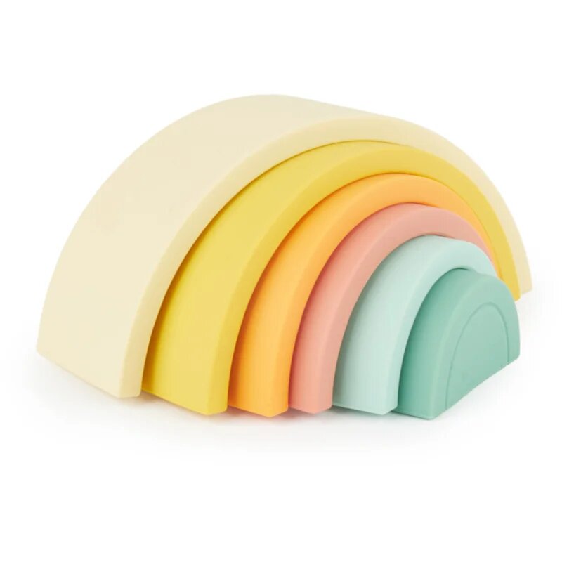 Bieco Silicone Rainbow mavrična zlaganka 12 m+ Tropical Vibes 6 kos