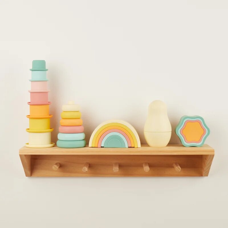 Bieco Silicone Rainbow mavrična zlaganka 12 m+ Tropical Vibes 6 kos