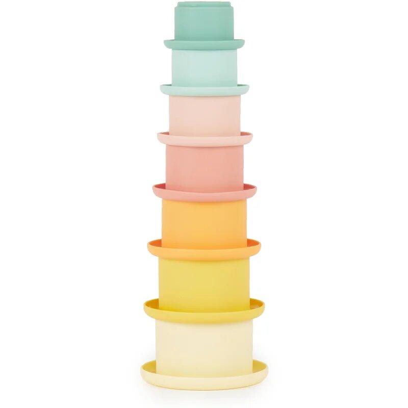 Bieco Silicone Stacking Cups Tropical Vibes zložljivi lončki 12 m+ 7 kos
