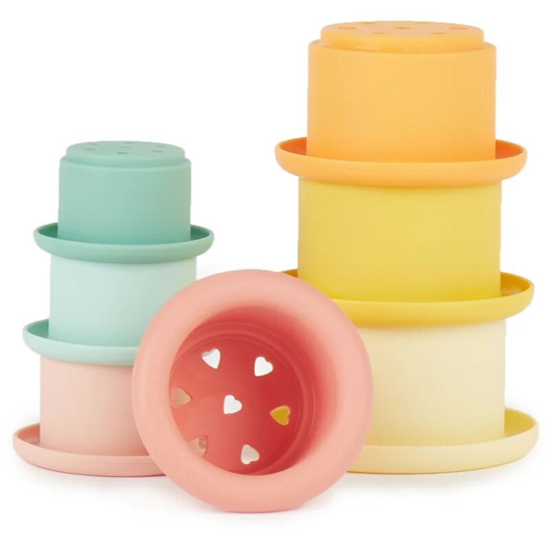 Bieco Silicone Stacking Cups Tropical Vibes zložljivi lončki 12 m+ 7 kos