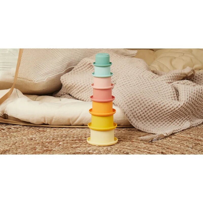 Bieco Silicone Stacking Cups Tropical Vibes zložljivi lončki 12 m+ 7 kos