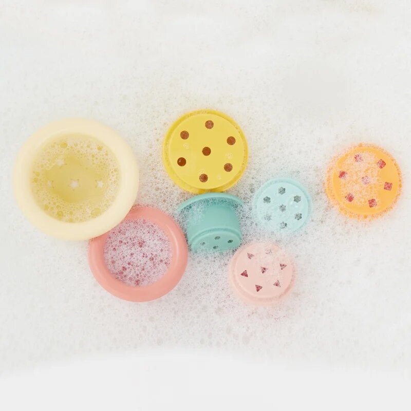 Bieco Silicone Stacking Cups Tropical Vibes zložljivi lončki 12 m+ 7 kos