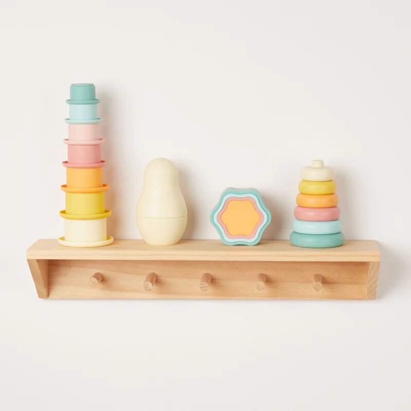 Bieco Silicone Stacking Cups Tropical Vibes zložljivi lončki 12 m+ 7 kos