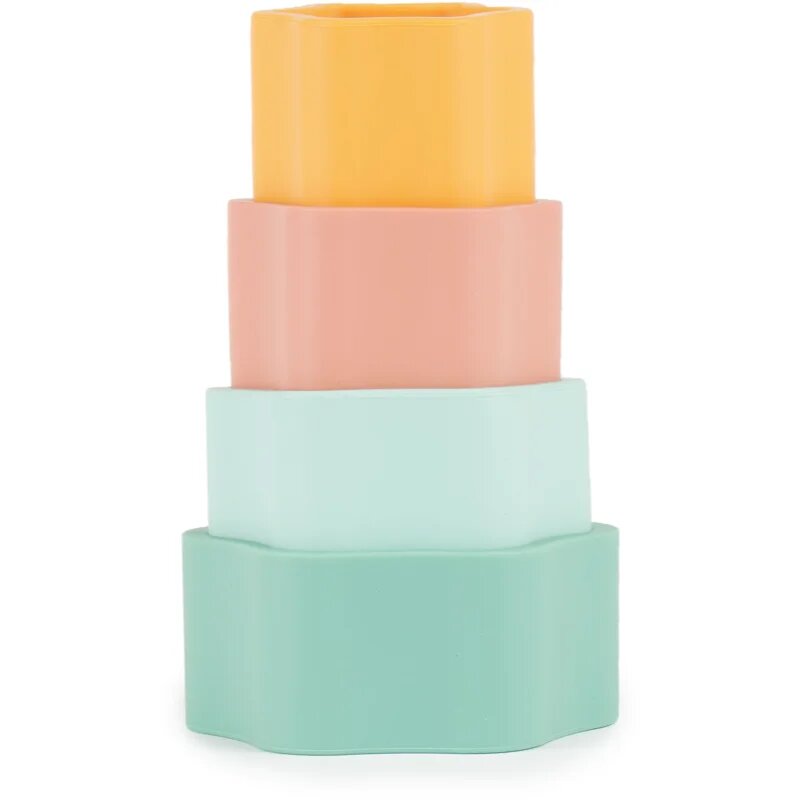 Bieco Silicone Stacking Tower Flower aktivnostna igrača 12 m+ Tropical Vibes 4 kos