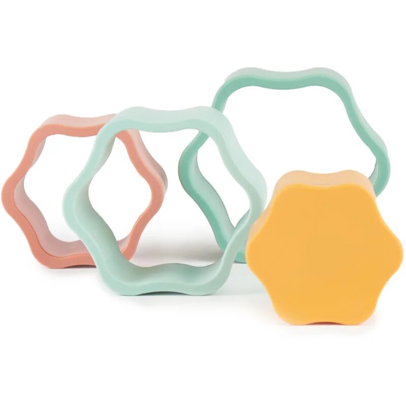 Bieco Silicone Stacking Tower Flower aktivnostna igrača 12 m+ Tropical Vibes 4 kos