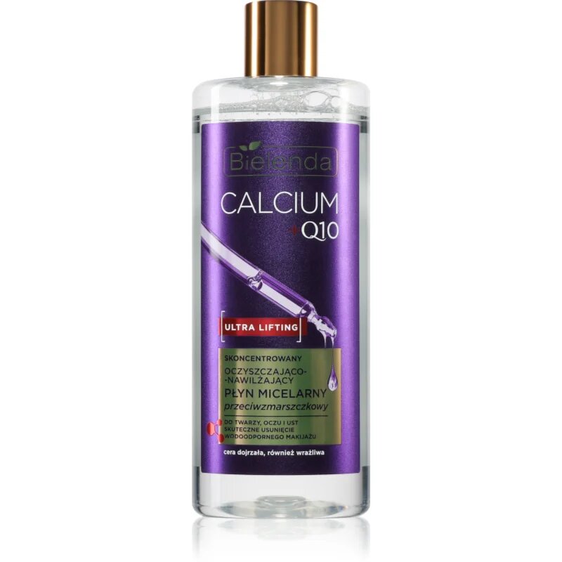 Bielenda Calcium + Q10 Concentrated cleansing and moisturizing micellar fluid čistilna micelarna emulzija proti gubam 500 ml