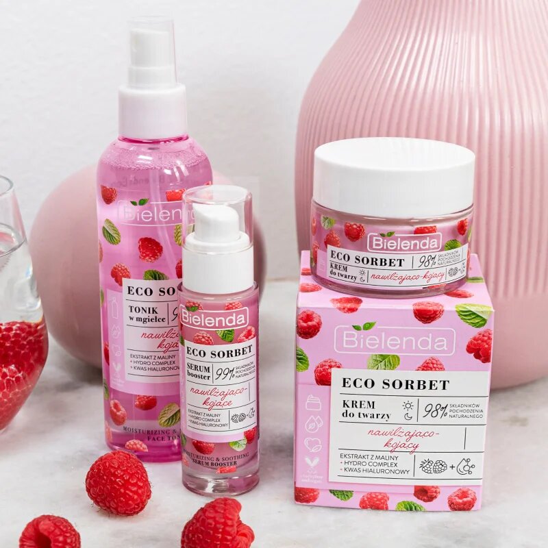 Bielenda Eco Sorbet Raspberry pomirjajoči vlažilni serum 30 ml