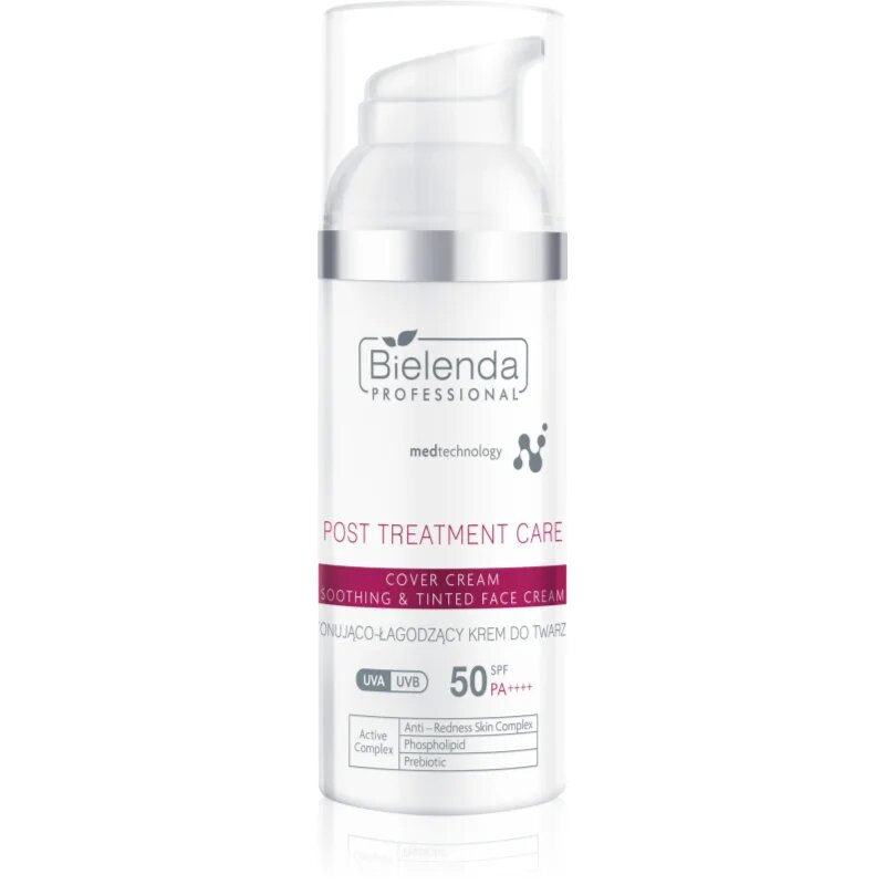 Bielenda Professional Post Treatment Care Soothing & Tinted Face Cream pomirjujoča krema za občutljivo in razdraženo kožo SPF 50 50 ml