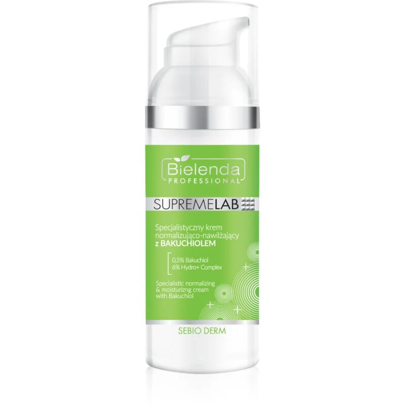 Bielenda Professional Supremelab Sebio Derm dnevna krema za normalizacijo kože 05% Bakuchiol & 6% Hydro Complex 50 ml