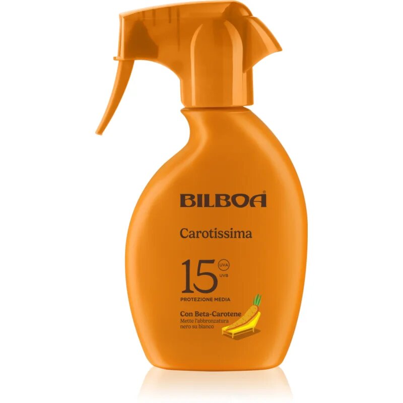 Bilboa Carotissima Trigger pršilo za sončenje z betakarotenom SPF 15 250 ml