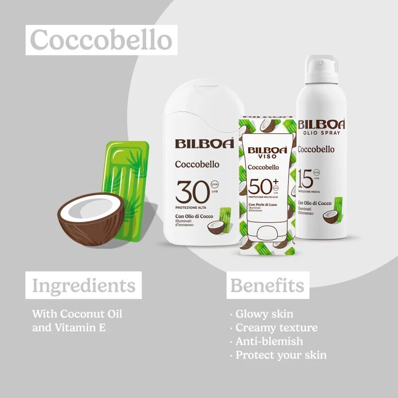 Bilboa Coccobello Trigger pršilo za sončenje s kokosovim oljem SPF 20 250 ml