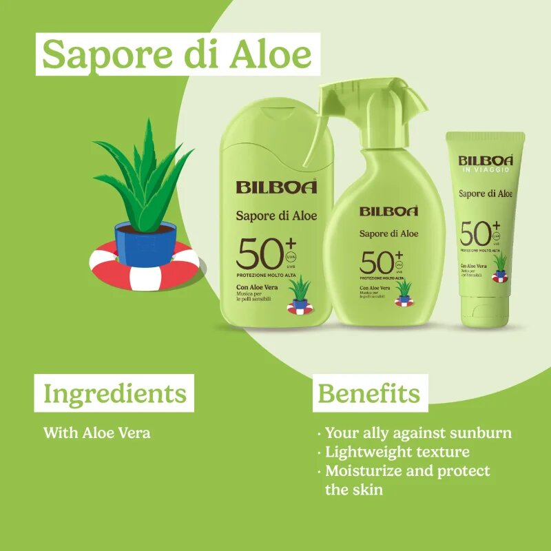 Bilboa Sapore di Aloe Travel krema za sončenje z aloe vero SPF 50+ 75 ml