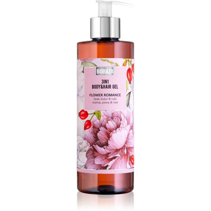 BIOBAZA 3in1 Body&Hair Gel Flower Romance šampon balzam in gel za prhanje 3v1 400 ml