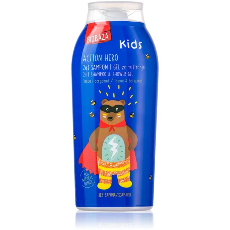 BIOBAZA Action Hero gel za prhanje za telo in lase za otroke 250 ml