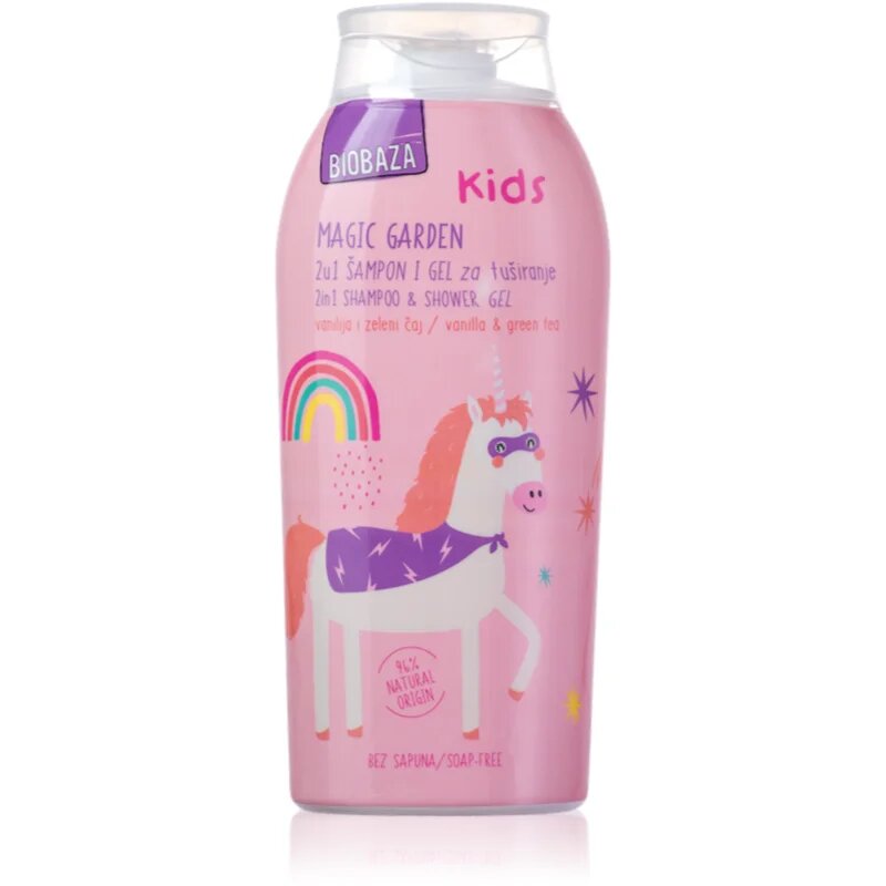 BIOBAZA Magic Garden gel za prhanje za telo in lase za otroke 250 ml