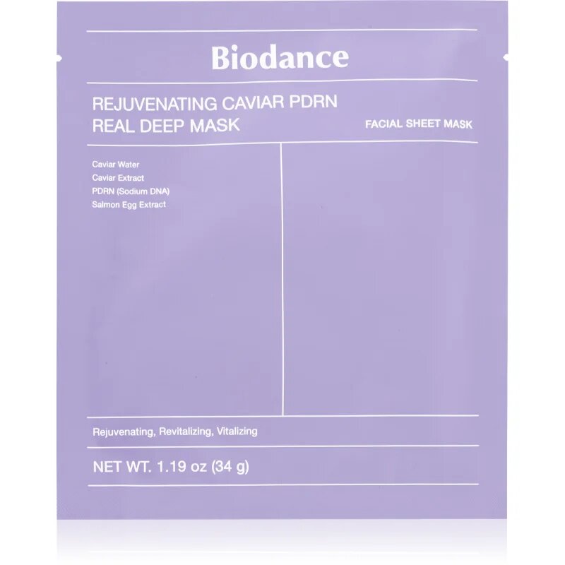 Biodance Rejuvenating Caviar PDRN Real Deep Mask revitalizacijska maska za obnovo kožne pregrade 34 g