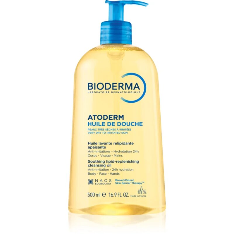 Bioderma Atoderm Shower Oil visoko hranilno pomirjajoče olje za prhanje za suho in razdraženo kožo 500 ml