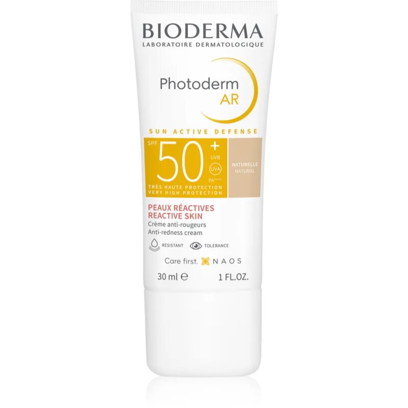 Bioderma Photoderm AR tonirana zaščitna krema za zelo občutljivo kožo nagnjeno k rdečici SPF 50+ odtenek Natural 30 ml