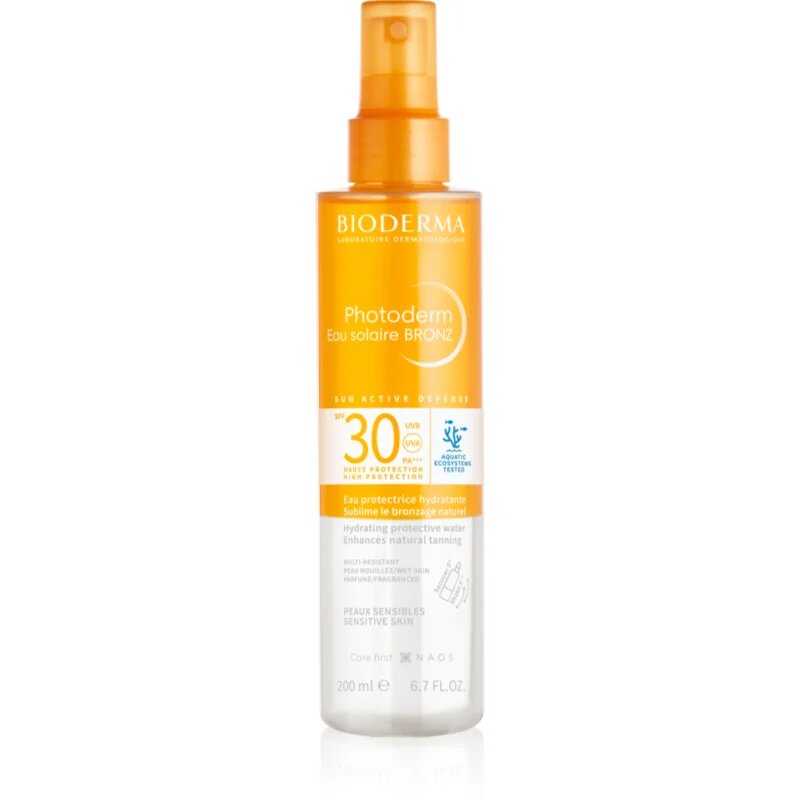 Bioderma Photoderm Eau solaire BRONZ pršilo za sončenje z bronzerjem SPF 30 200 ml