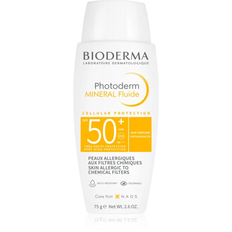 Bioderma Photoderm Mineral Fluid zaščitni fluid brez kemičnih filtrov SPF 50+ 75 g