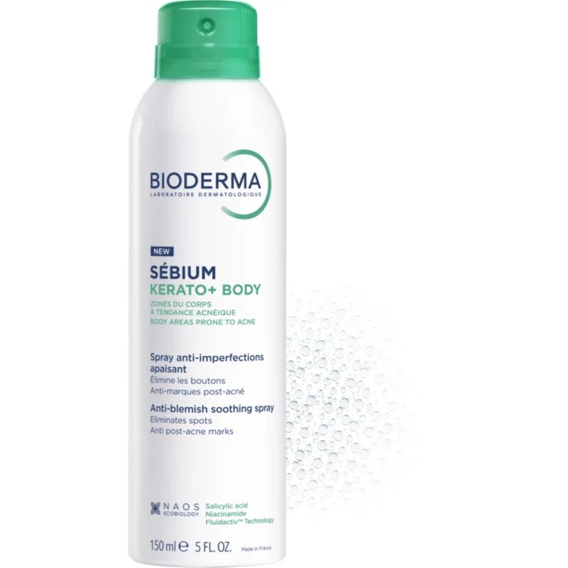 Bioderma Sébium Kerato+ Body pršilo za telo proti aknam rdečici in brazgotinam po aknah 150 ml