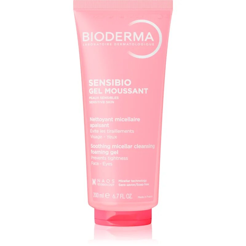 Bioderma Sensibio Gel Moussant nežni pomirjevalni in čistilni gel za odstranjevanje ličil 200 ml