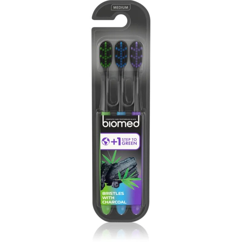 Biomed Black Charcoal zobne ščetke medium 3 kos