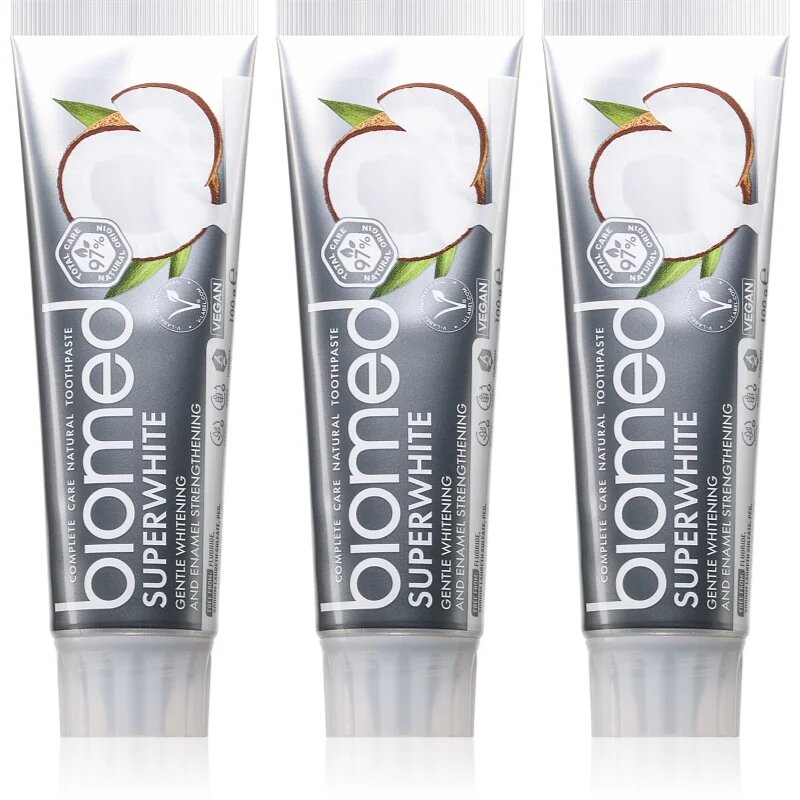 Biomed Superwhite krepilna zobna pasta s kokosovim oljem 3x100 g