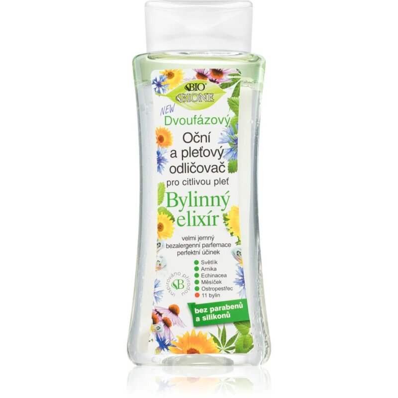 Bione Cosmetics Herbal Elixir dvofazna emulzija za odstranjevanje ličil za oči 255 ml