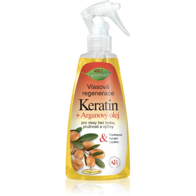 Bione Cosmetics Keratin + Argan regeneracijski balzam brez spiranja za lase 260 ml
