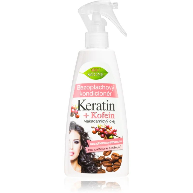 Bione Cosmetics Keratin + Caffeine balzam brez spiranja v pršilu 260 ml