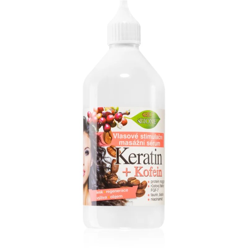 Bione Cosmetics Keratin + Caffeine serum za okrepitev in rast las 215 ml