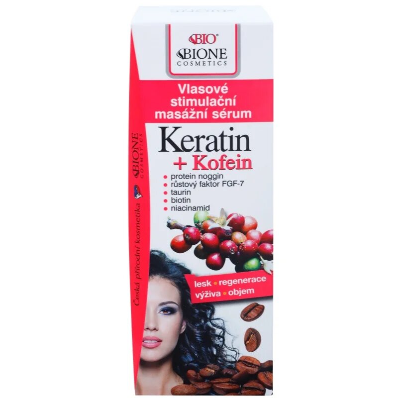 Bione Cosmetics Keratin + Caffeine serum za okrepitev in rast las 215 ml