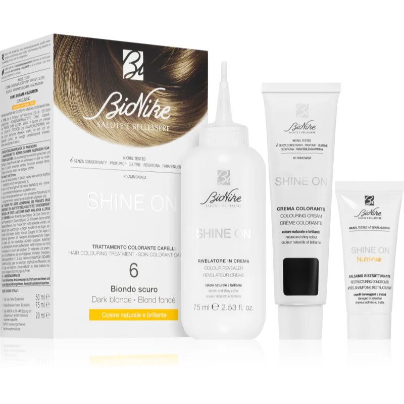 BioNike SHINE ON permanentna barva za lase odtenek 6 Dark Blonde 1 kos