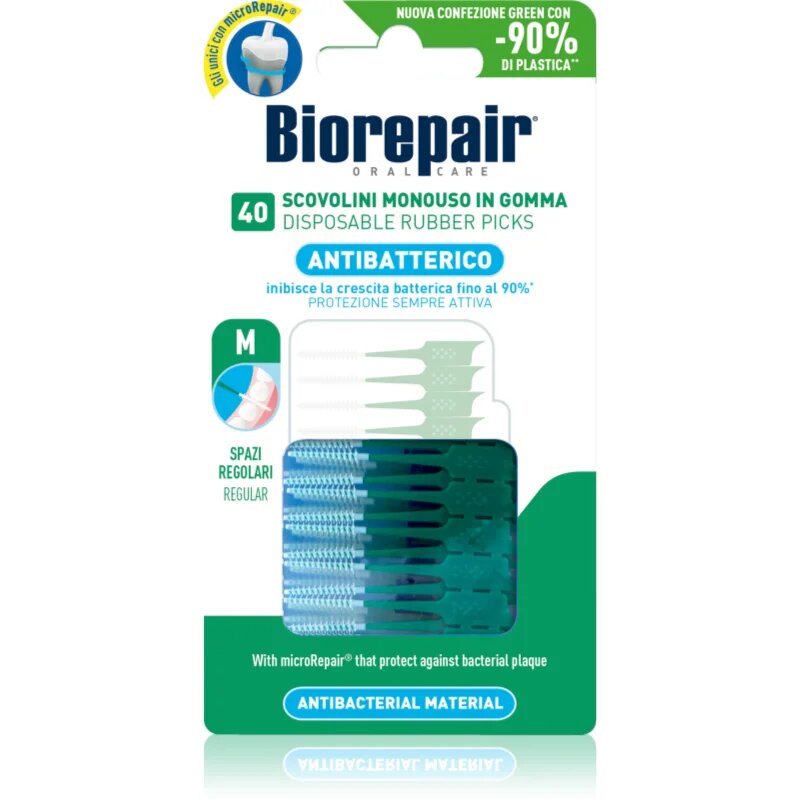 Biorepair Rubber Picks Regular dentalni zobotrebci Green - Regular 40 kos