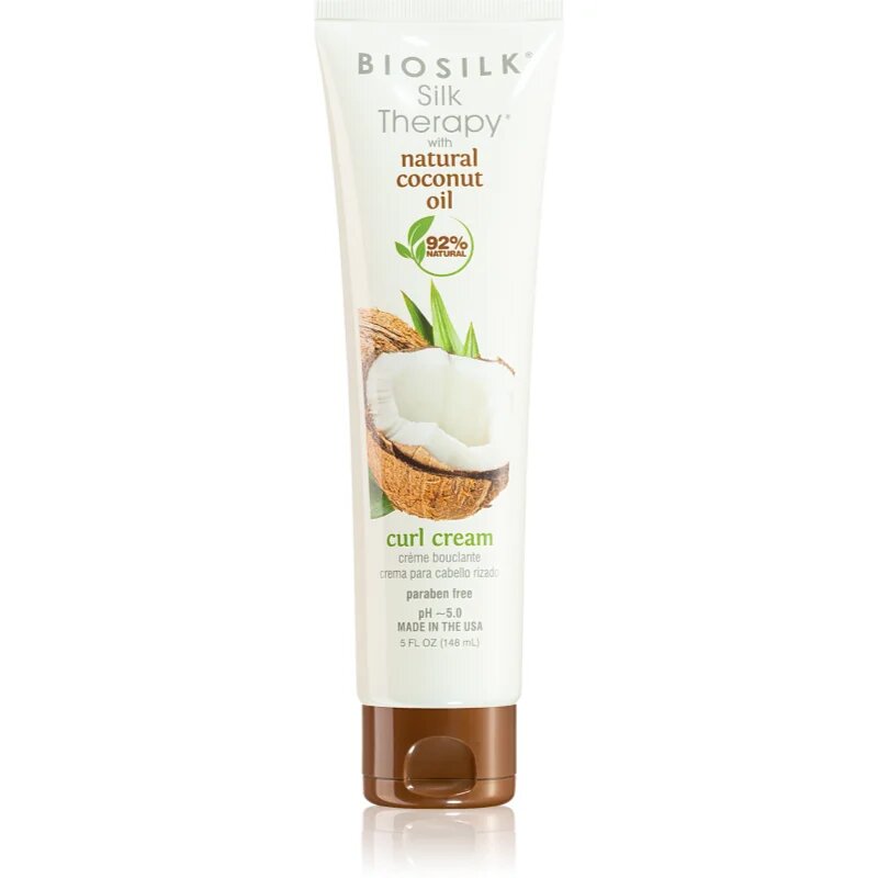 Biosilk Silk Therapy Coconut Oil Curl Cream krema za lase za valovite in kodraste lase 148 ml