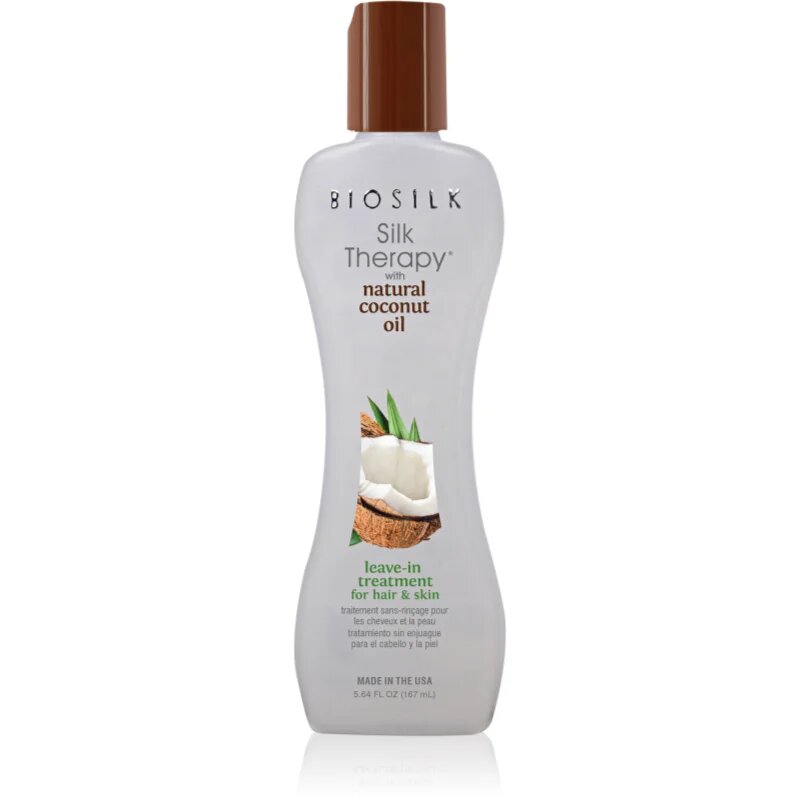 Biosilk Silk Therapy Natural Coconut Oil vlažilna nega brez spiranja za lase in telo 167 ml