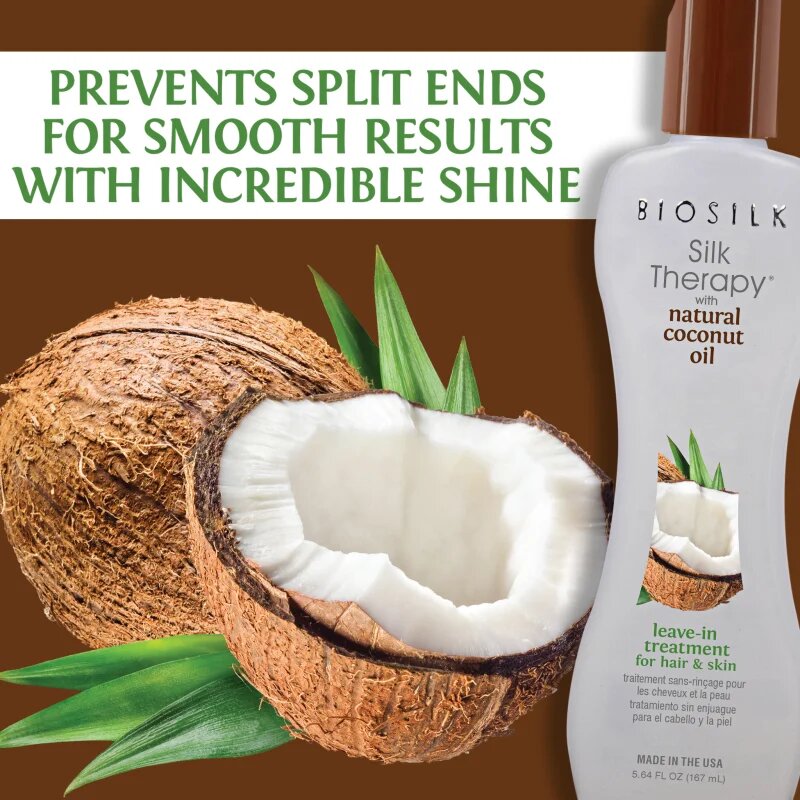 Biosilk Silk Therapy Natural Coconut Oil vlažilna nega brez spiranja za lase in telo 167 ml