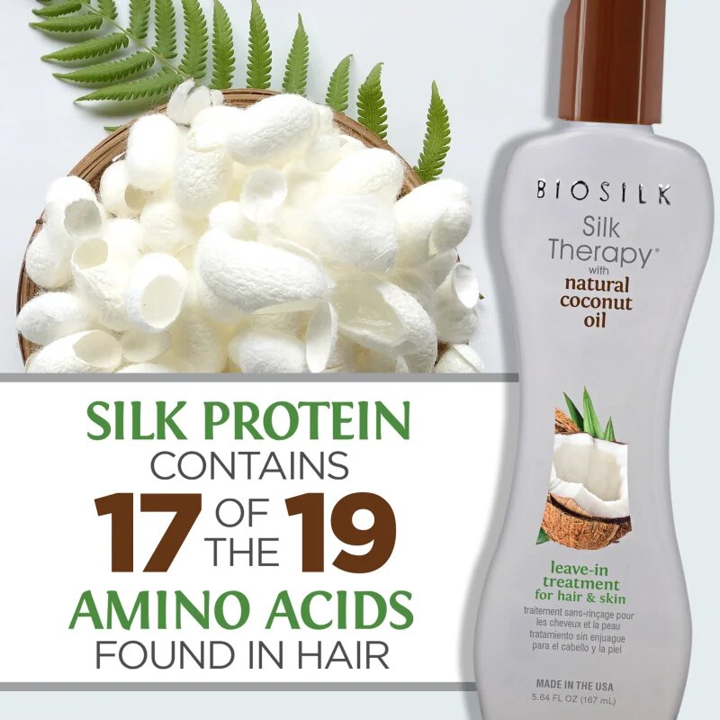 Biosilk Silk Therapy Natural Coconut Oil vlažilna nega brez spiranja za lase in telo 167 ml
