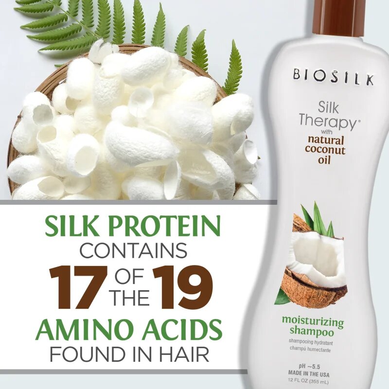 Biosilk Silk Therapy Natural Coconut Oil vlažilni šampon s kokosovim oljem 355 ml