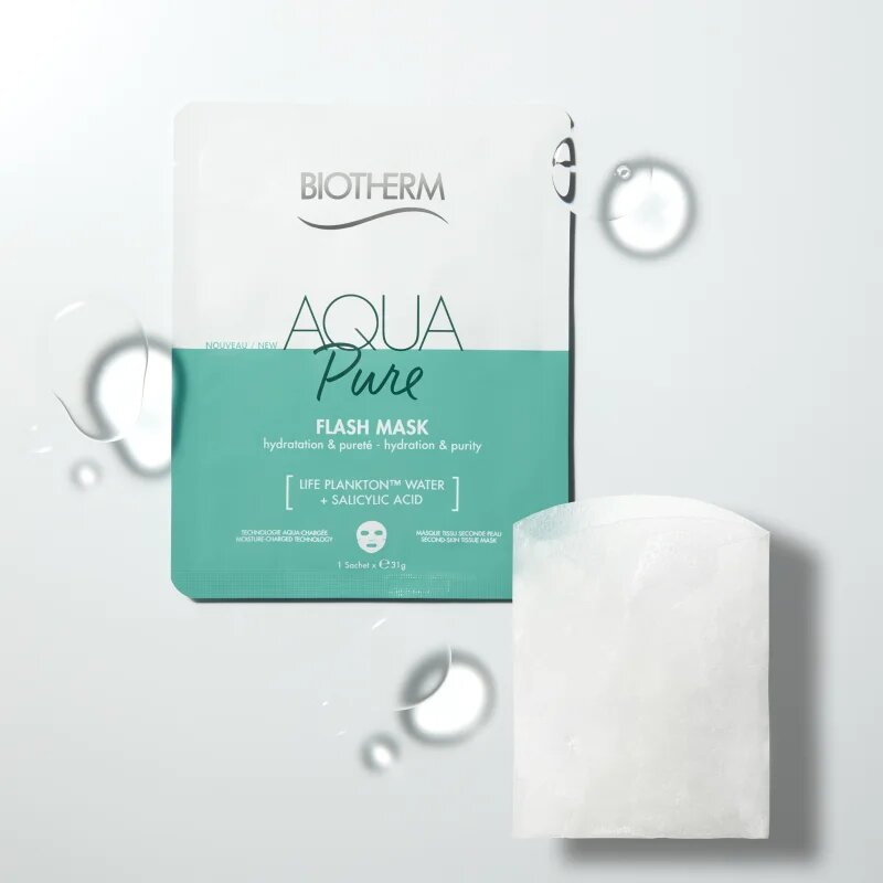 Biotherm Aqua Pure Flash Mask maska iz platna z vlažilnim učinkom za regeneracijo obraza 31 g