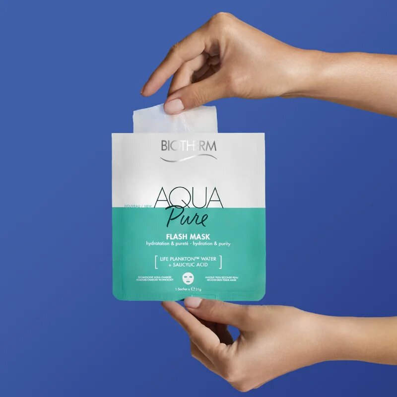 Biotherm Aqua Pure Flash Mask maska iz platna z vlažilnim učinkom za regeneracijo obraza 31 g